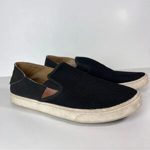 OluKai Women's 10 Pehuea Black Mesh Slip On Comfort Sneakers Casual Beachy